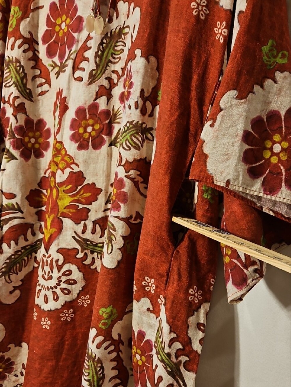 Zara Cotton Linen Floral Wide Sleeve Tunic 0135 - Picture 3 of 9